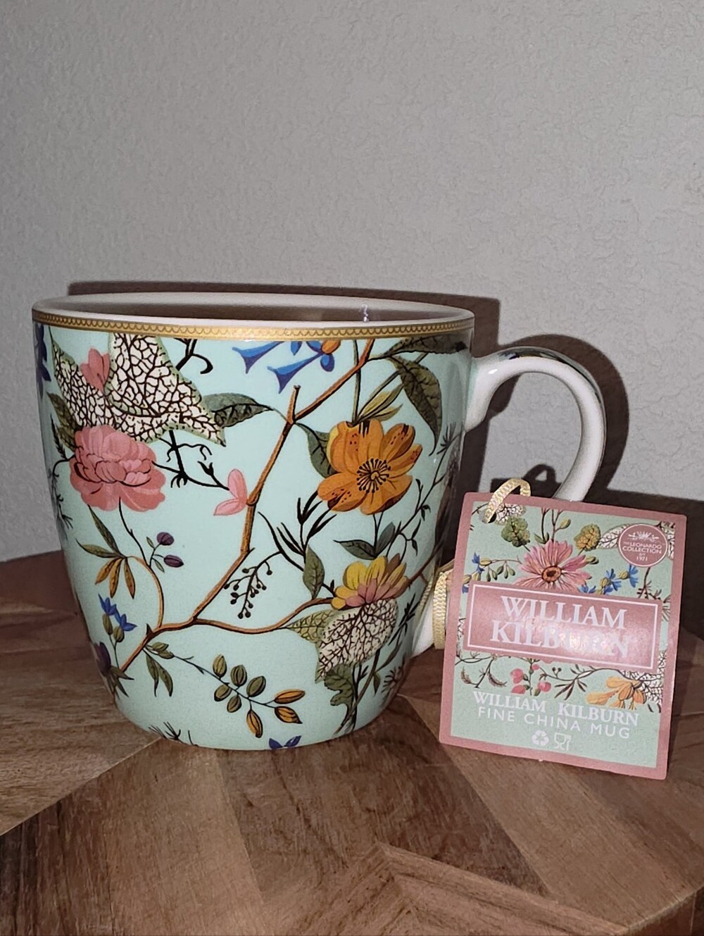 William Kilburn Floral Fine China Mug - Mint Green